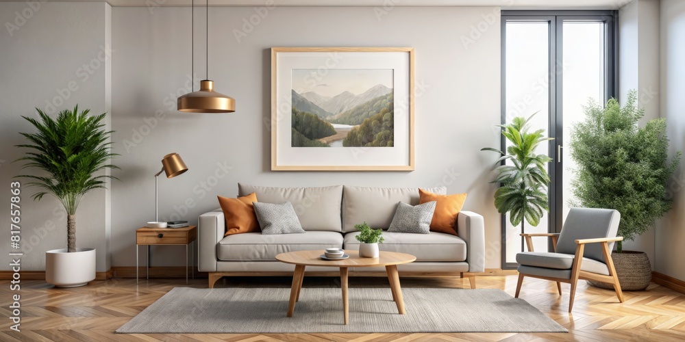 Interior of living room with sofa, armchair and coffee table - AI generated Interior of living room with sofa, armchair and coffee table - AI generated