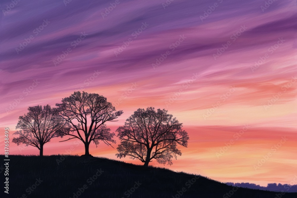 Starry Night Sky Over Silhouetted Trees Starry Night Sky Over Silhouetted Trees