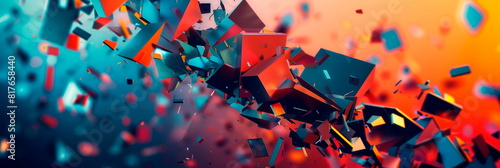 Shattered geometric shards, bold contrasting colors, abstract fragmented design photo