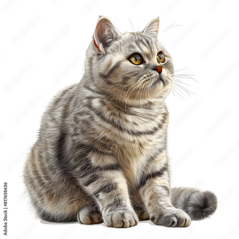 Obraz premium Clipart illustration of british shorthair cat breeds on a white background. Suitable for crafting and digital design projects.[A-0004]