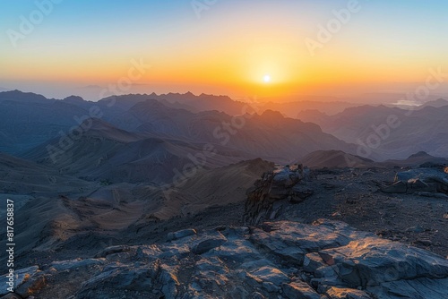 Golden Sunrise Over Desert Mountains