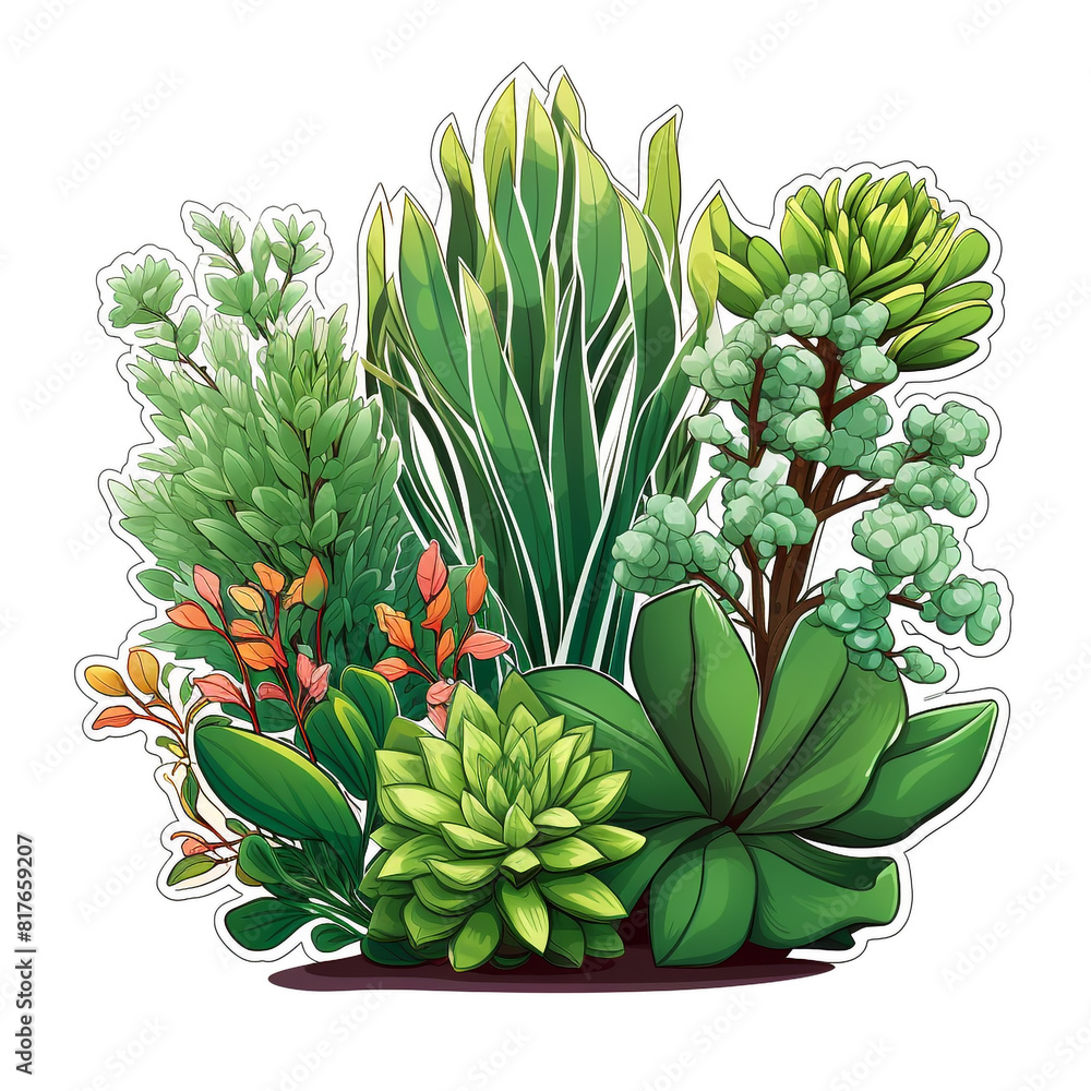 Obraz premium a sticker of a decorative plants isolated on white