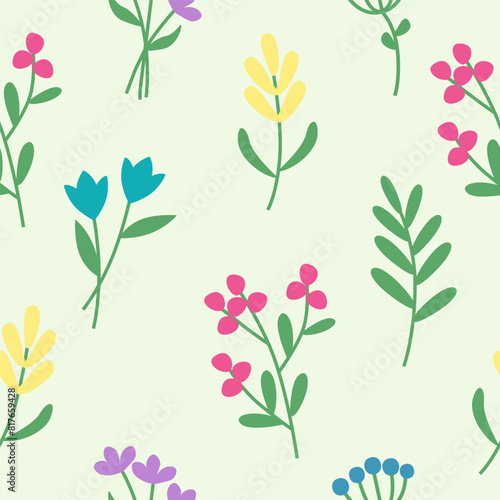Seamless pattern with Decorative flowers (ID: 817659428)