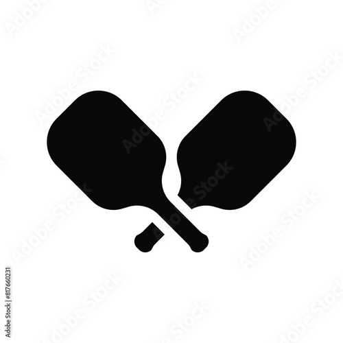Black and white simple pickle ball bats icon