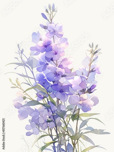 Daphne flower  drawn with watercolor paints  bright colors  rough 2D animation  children s book illustration  isolated on white background