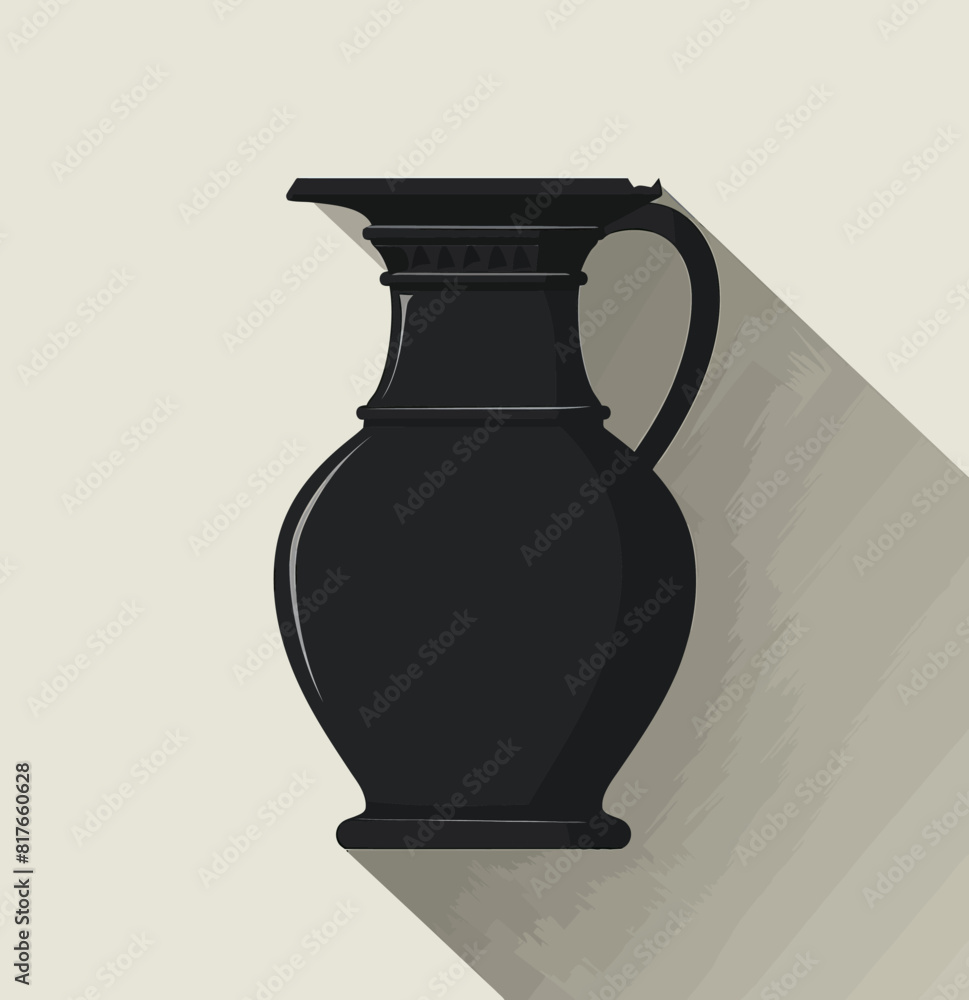 a black vase sitting on top of a white wall