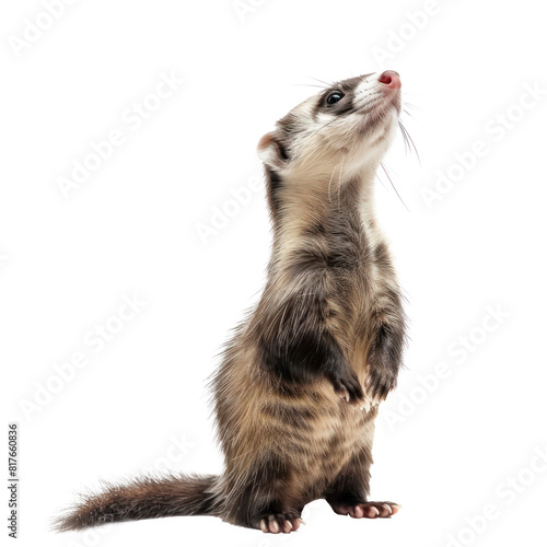 Ferrets pet side view full body isolate on transparency background PNG © KimlyPNG