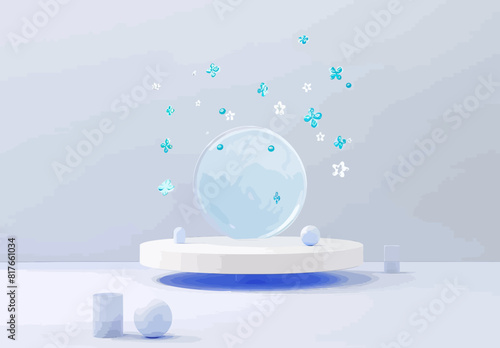 a white table topped with a blue object