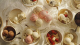 Assorted Ice Cream Selection on Elegant Tableware