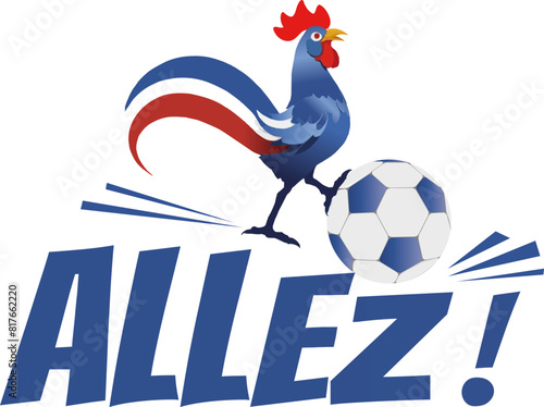 Coq tricolore bleu blanc rouge, mascotte sportive de l'équipe de France