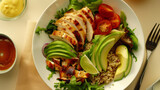 Healthy Quinoa Salad Bowl with Avocado and Chicken