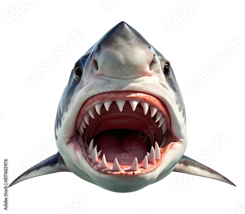 Frontal shark with open mouth colored and colored
