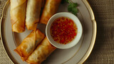 Crispy Fried Spring Rolls with Sweet Chili Sauce