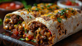 Appetizing Beef and Vegetable Wrap with Corn and Tomatoes