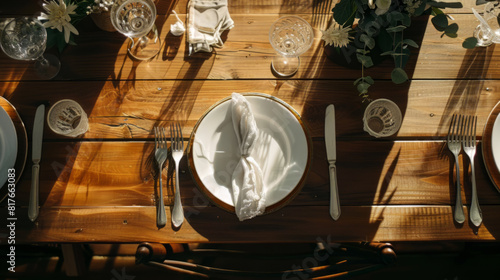 Elegant Rustic Wedding Table Setting © Natalia Klenova