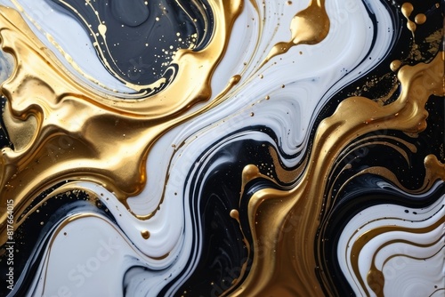 Gold abstract black marble background art paint pattern ink texture watercolor white fluid wall. Abstract liquid gold design luxury wallpaper nature black brush oil modern paper splash painting water. photo