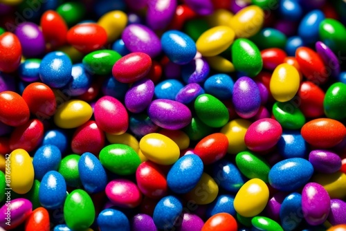 Colorful raibow candy falling on transparent background, png. falling jellybeans.