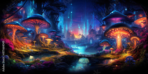 A mystical world of giant mushrooms