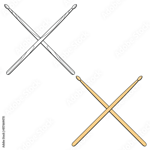 Set of drum sticks vector illusstration.  Crossed drum sticks  photo