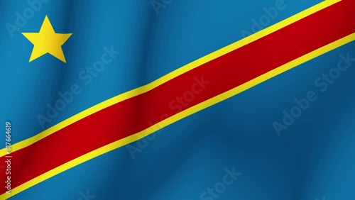The flag of the Democratic Republic of the Congo. The evolving national flag of the Democratic Republic of the Congo in 3d. HD 1080p animation for presentation