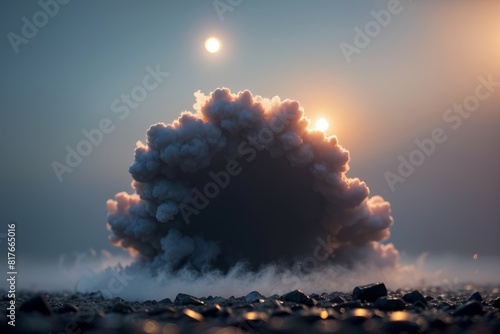 Smoke black ground fog cloud floor mist background steam dust dark white horror overlay. Ground smoke haze night black water atmosphere 3d magic spooky smog texture isolated transparent effect circle. photo