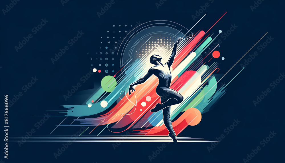 Obraz premium Dynamic Dancer with Colorful Background