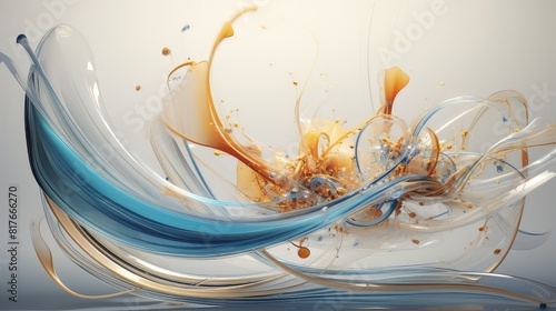 Modern 3D abstract design with flowing, lines and glass-like texture