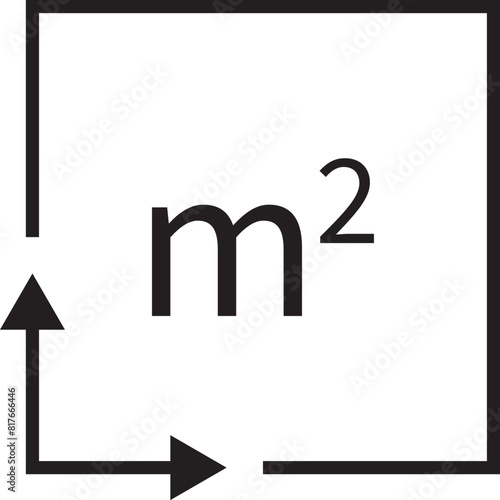 M2 Square Meter Symbol, Icon. Vector Illustration