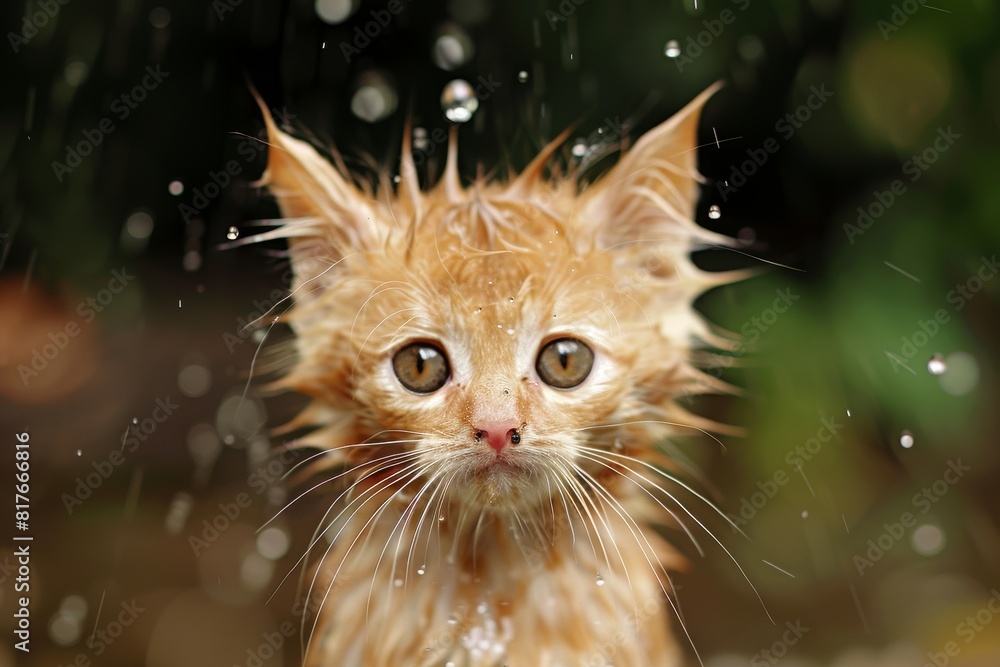 Amusing damp cat
