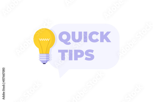  Top tips logo with light bulb. Quick tips, helpful tricks, tooltip, advice and idea for business. Flat Vector illustration.