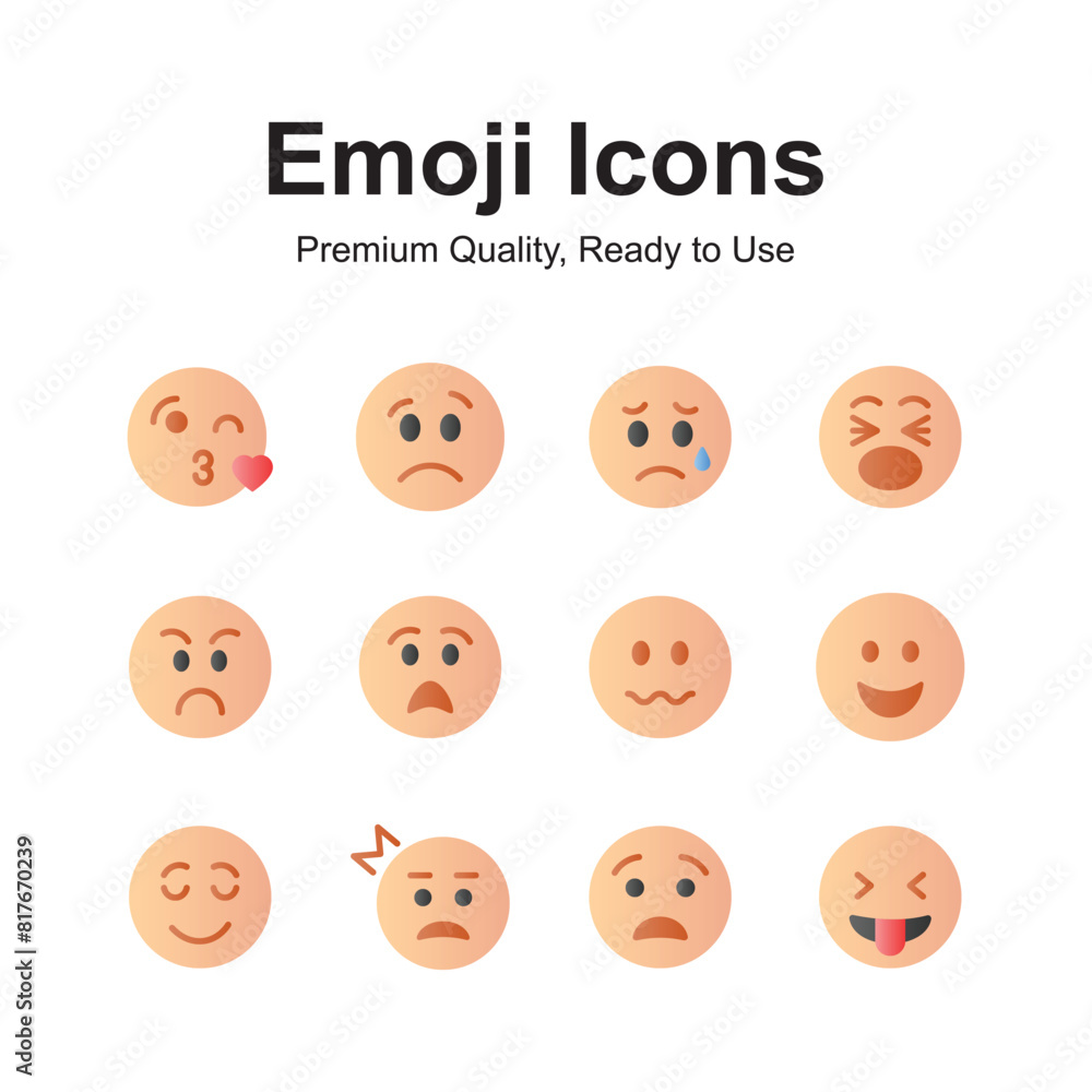 Cute emoji icons, emoticon vectors, isolated on white background Cute emoji icons, emoticon vectors, isolated on white background