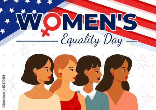 Vector Illustration for Women's Equality Day in the United States on August 26, featuring Women Rights History Month and the American Flag Background