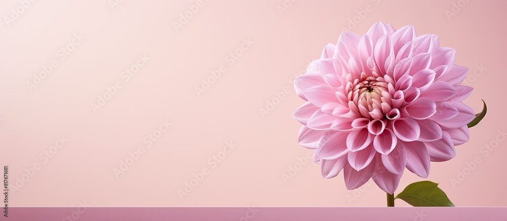 A pink dahlia on a new year card with plenty of copy space image A pink dahlia on a new year card with plenty of copy space image
