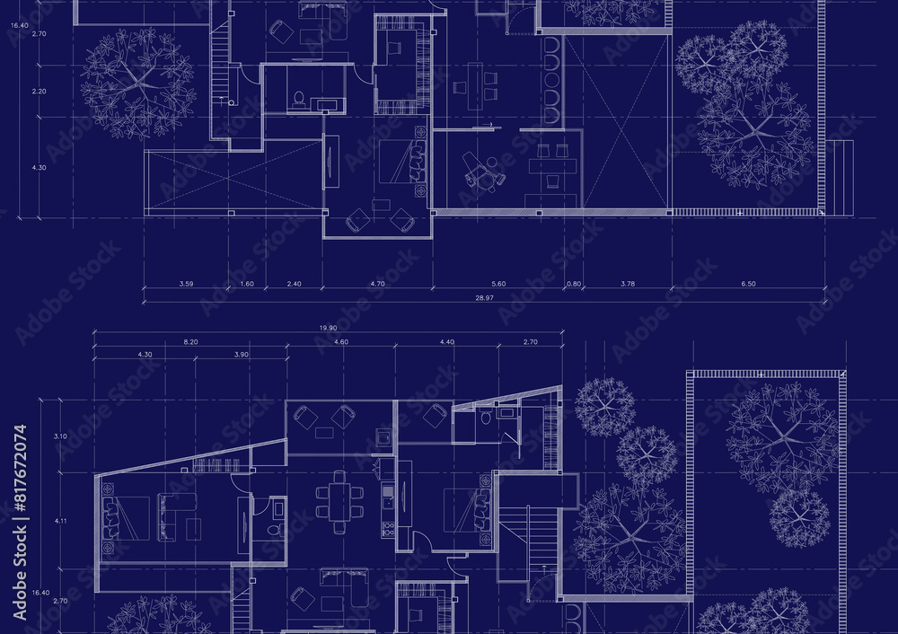 Floor plan designed building on the drawing. Floor plan designed building on the drawing.