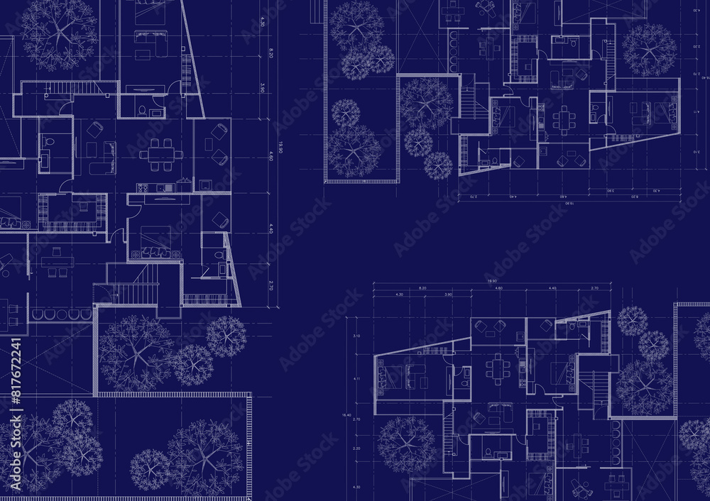 Floor plan designed building on the drawing. Floor plan designed building on the drawing.