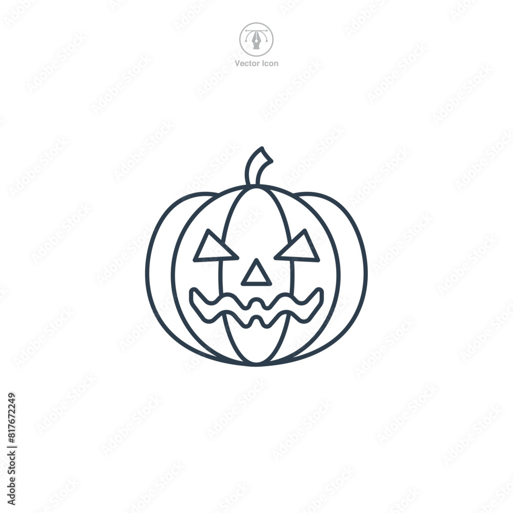 Jack o' lantern pumpkin Icon Halloween theme symbol vector illustration isolated on white background Jack o' lantern pumpkin Icon Halloween theme symbol vector illustration isolated on white background