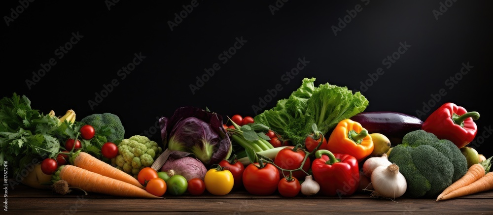 A variety of fresh vegetables positioned on the kitchen table presenting a copy space image A variety of fresh vegetables positioned on the kitchen table presenting a copy space image