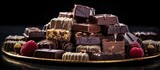 A still life photograph of chocolates with natural light providing a copy space image