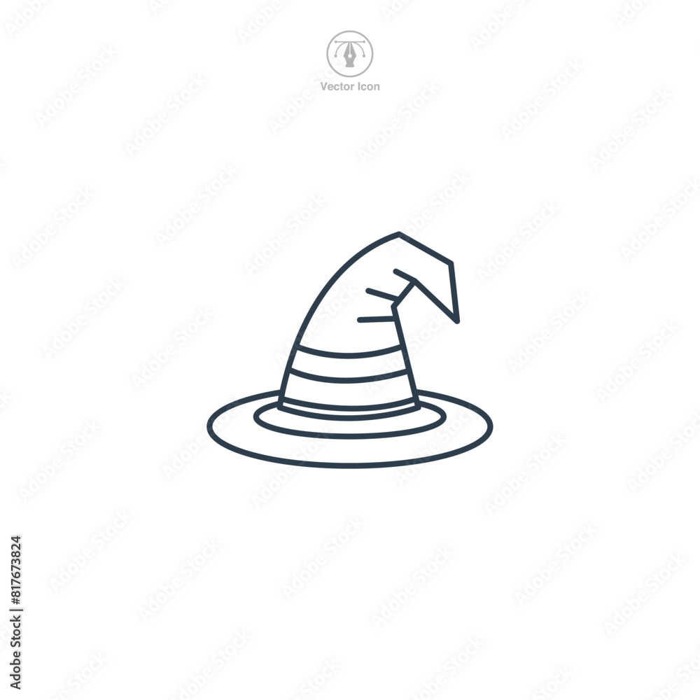 Witch Hat Icon Halloween theme symbol vector illustration isolated on white background Witch Hat Icon Halloween theme symbol vector illustration isolated on white background