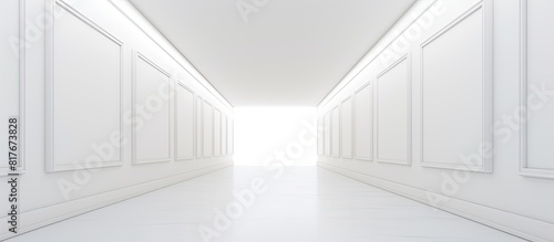 A long corridor with a blank frame for paintings providing copy space image