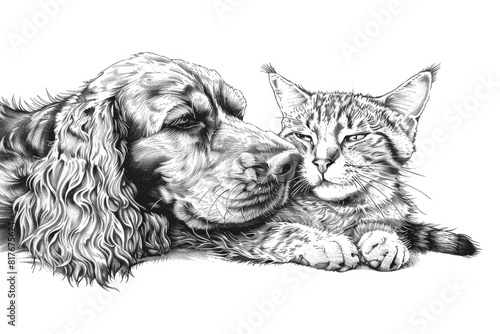 A cute illustration of a dog and cat. Perfect for pet lovers photo