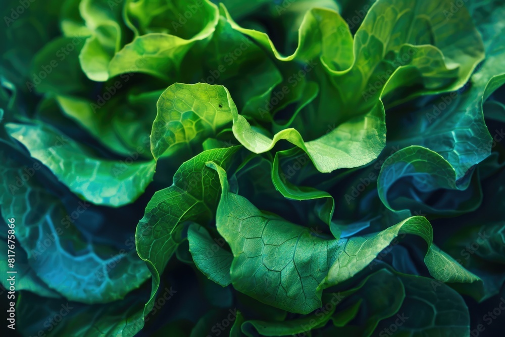 Obraz premium A close-up shot of a bunch of fresh lettuce. Perfect for food and health-related designs