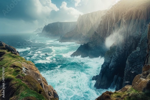 Dramatic Cliffs Overlooking Stormy Sea