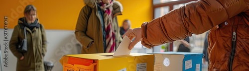 A hand dropping a ballot into a box on election day, with stars adding a touch of wonder to the moment