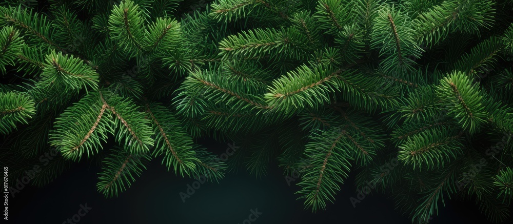 A copy space image featuring green fir tree branches in the background during Christmas A copy space image featuring green fir tree branches in the background during Christmas