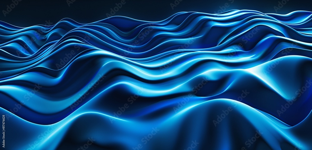 Obraz premium Abstract background, Blue neon color strip wave paper. Abstract texture horizontal background,
