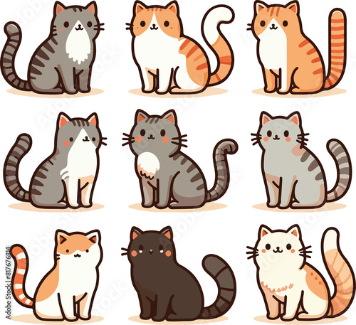 A Collection of Adorable Cat Illustrations (Transparent Background PNG)