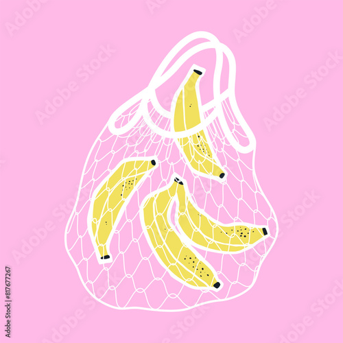 Bananas in reusable grocery shopping bag