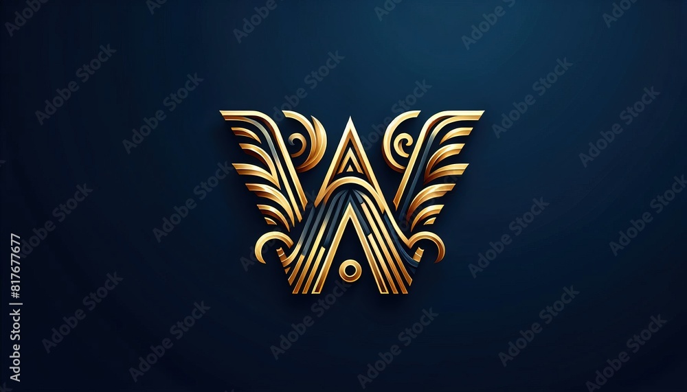 W golden creative concept Premium Vector, with dark blue background W golden creative concept Premium Vector, with dark blue background