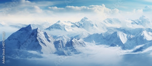 Wallpaper Mural Snow covered mountains with falling snow Copy space image Torontodigital.ca
